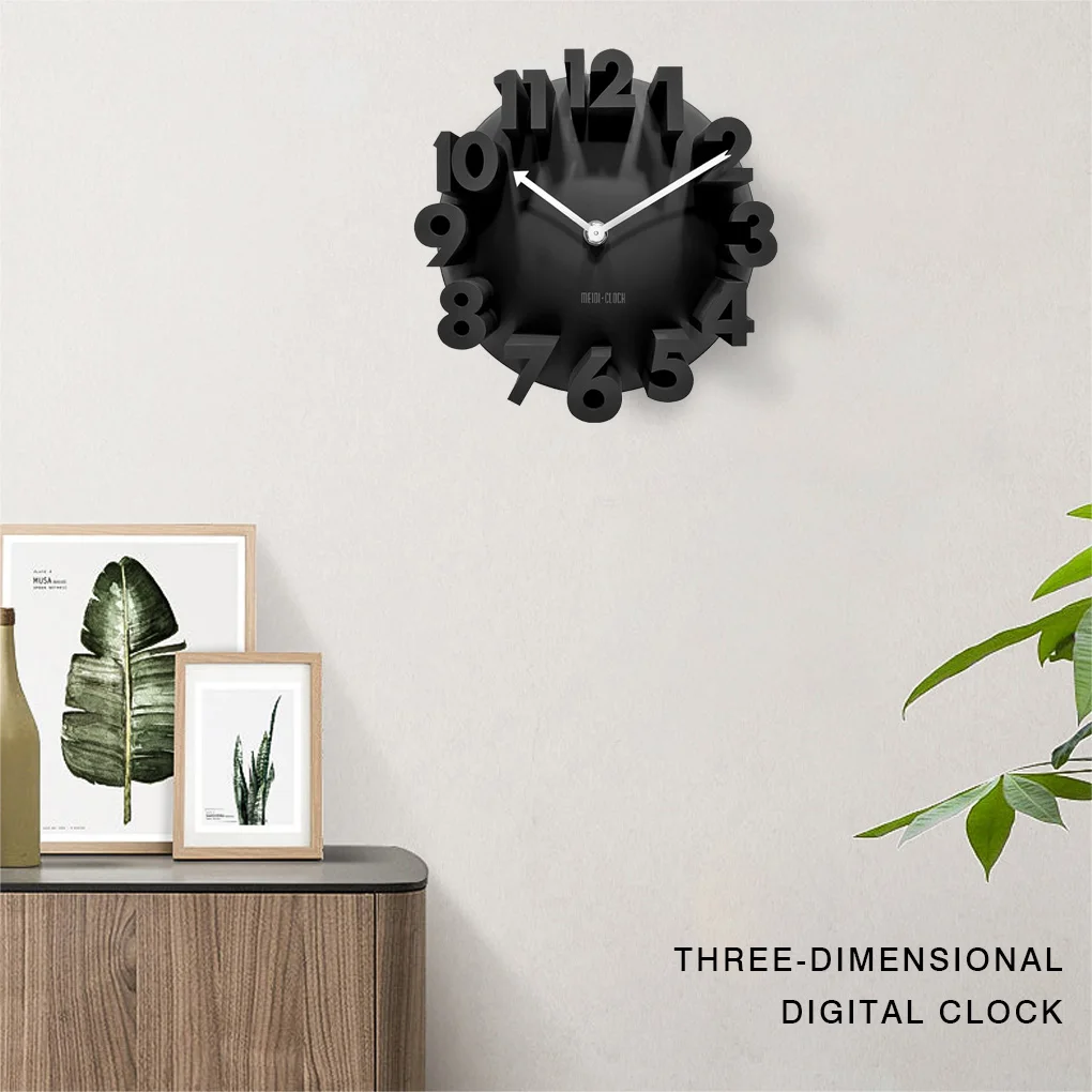 Clock Pointer 3D Number Wallclock Home Office Wall Clock Decoration DIY Gift Supplies, Black