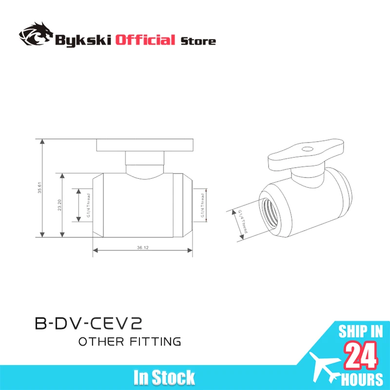 

Bykski B-DV-CEV2 Ручной затягивающийся запорный клапан для слива воды, переключатель G1/4 дюйма с внутренней резьбой для подключения системы охлаждения компьютера