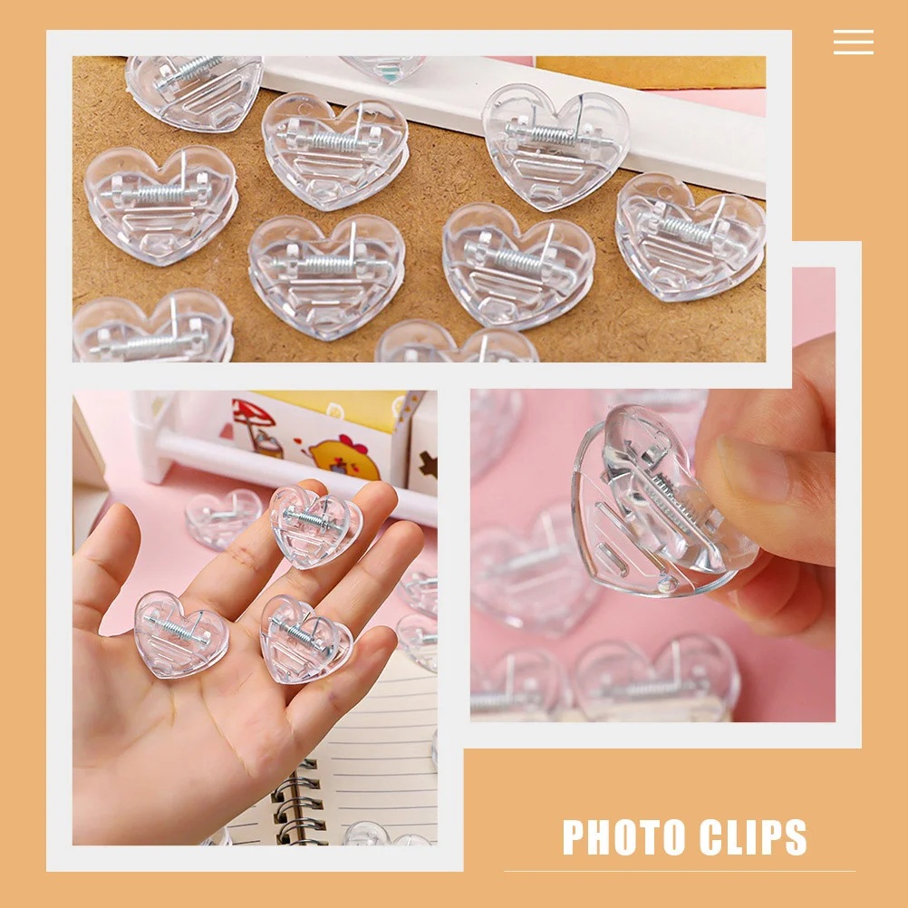 40 Pcs Folder Reusable Picture Clamps Paper Clips Photo Bag for Chips Heart Abs Home Supplies Girl