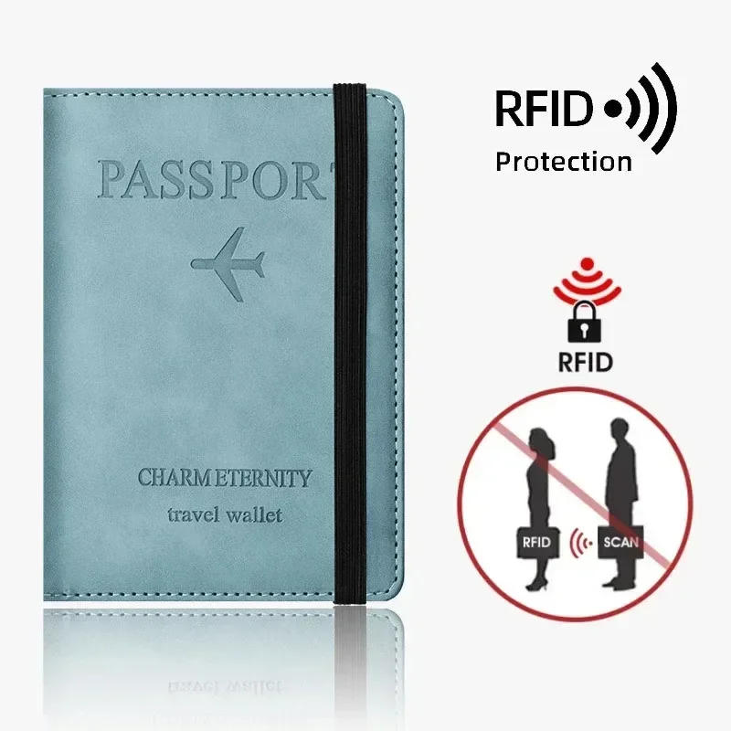 Women Rfid Travel Passport Holder Cover Case Business PU Leather Men Ticket Protective Card Holder Wallet Accessories for Flight