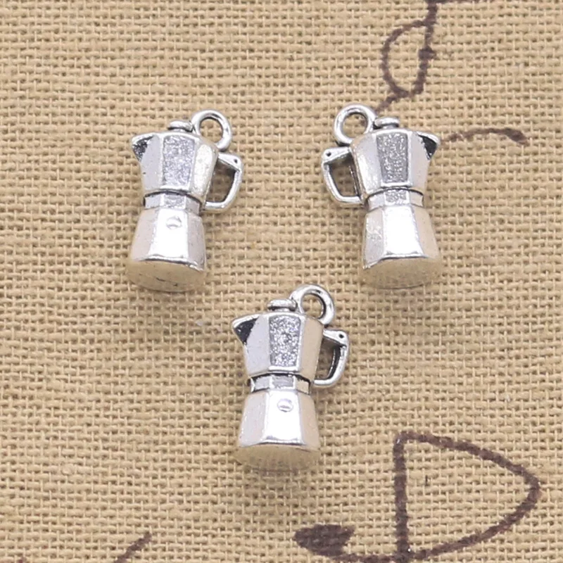 15pcs Charms Coffee Mocha Pot 15x10x7mm Tibetan Silver Color Pendants Antique DIY Handmade Making Craft Jewelry