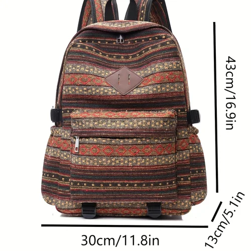 Imagen 2 del producto Mochilas nuevas Vintage con parche de gran capacidad para mujer, mochila de viaje de estilo étnico, mochila bordada