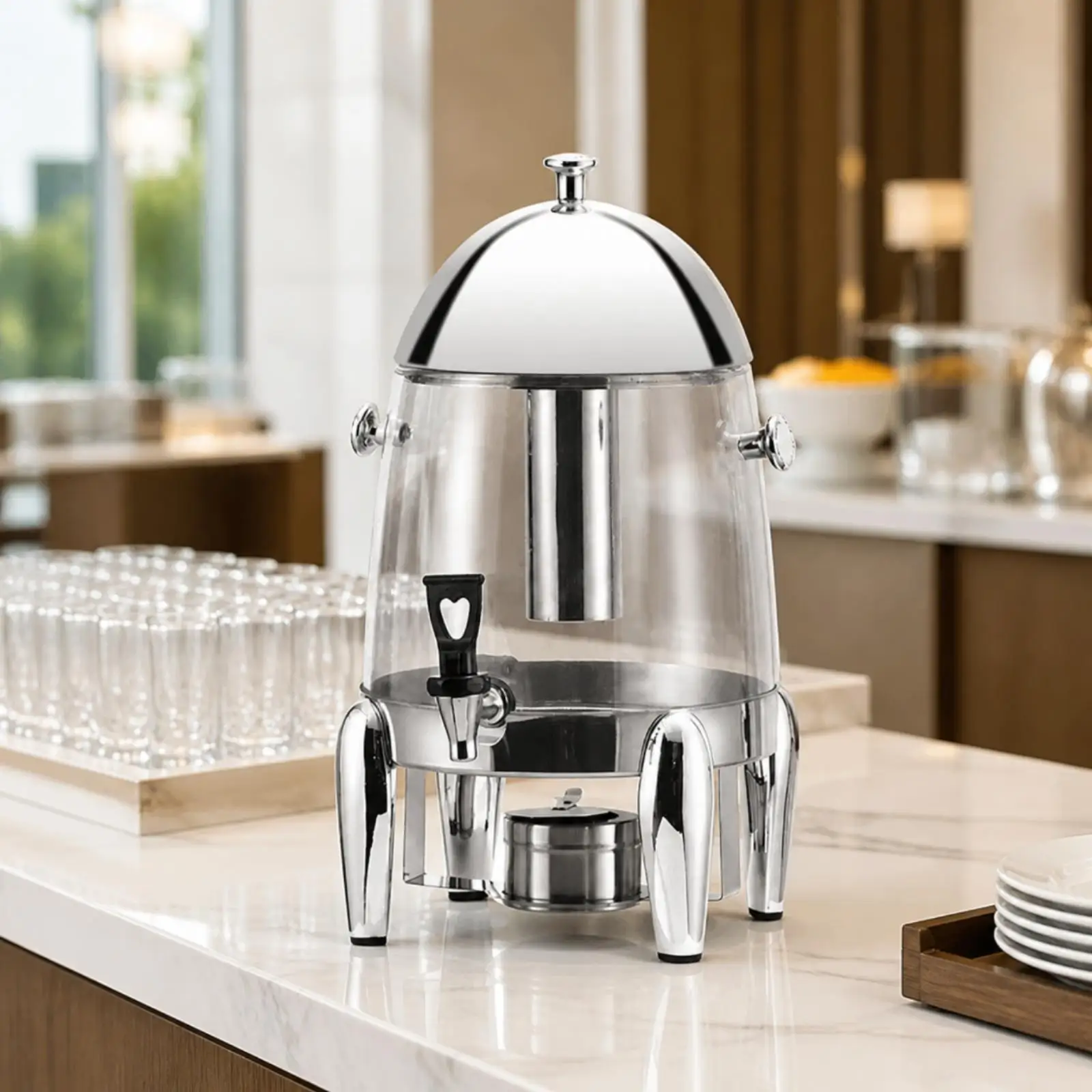 12 Liter Heated Drink Dispenser Stainless Steel Low Mess Tap for Buffet Catering Hotel Breakfast Beverage Bar
