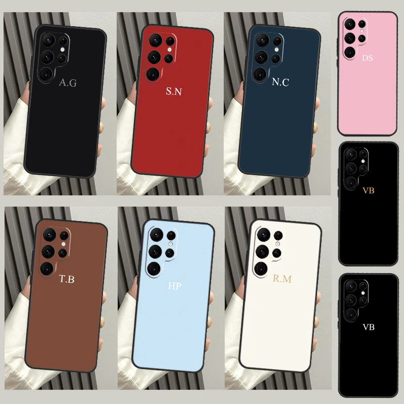 Pastel Custom Initials Monogram Case For Samsung Galaxy S23 S22 S21 Ultra Plus S8 S9 S10 Note 10 20 Ultra S21 S20 FE Cover