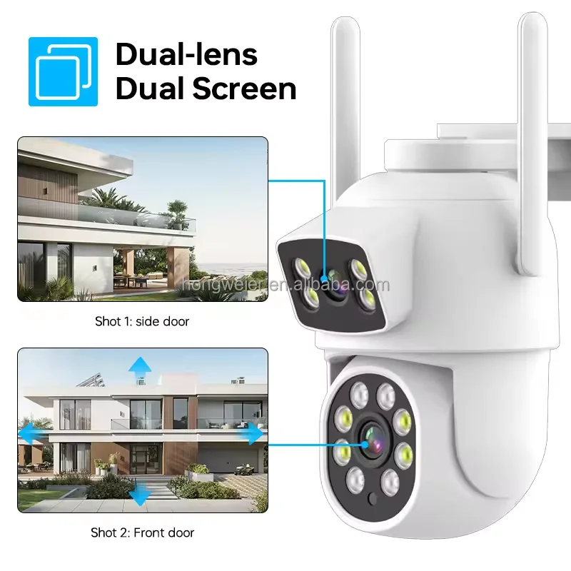 HongGlobal 8MP 4CH Dual Lens LCD WiFi IP Indoor Outdoor Wireless Home Security CCTV Camera Eseecloud NVR Kit Surveillance System