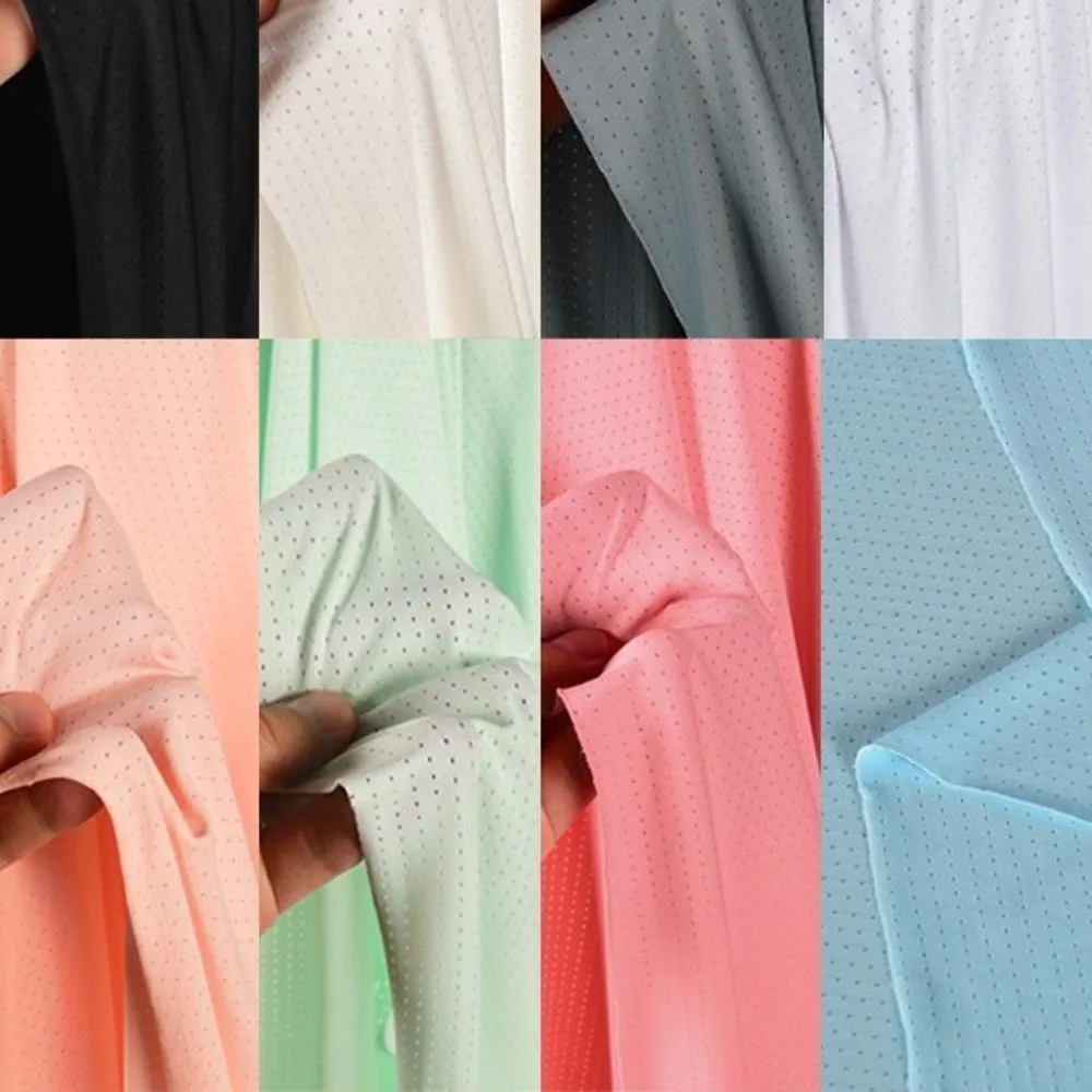 

Нейлоновая сетчатая дышащая ткань из ледяного шелка, быстросохнущая, тонкая, с охлаждающим эффектом, эластичная в четырех направлениях, для футболок с коротким рукавом, спортивная ткань