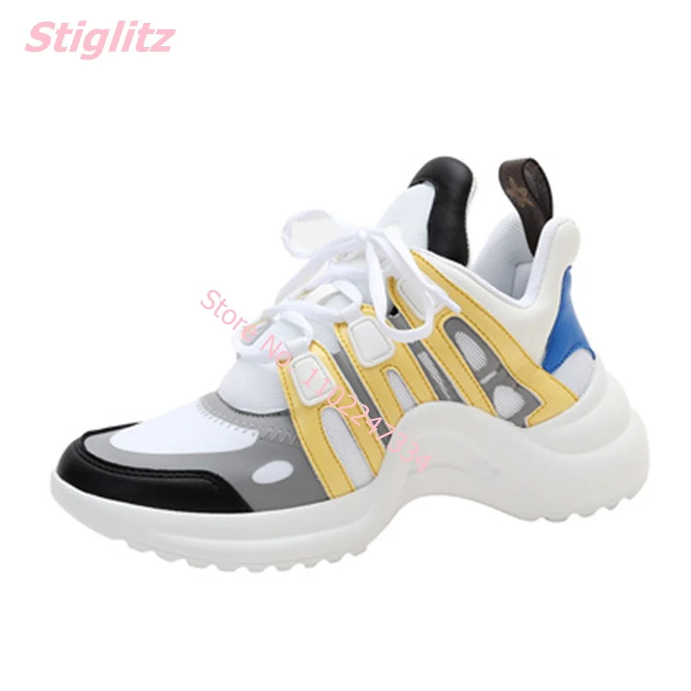 2024 New Women Sneakers Luxury Brand Design Lace Up Platform Fashion footwear Run Leather Mesh Breathable Vulcanized Shoes