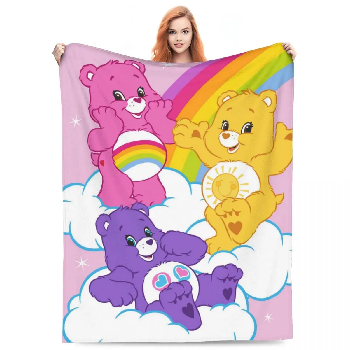 Care Bears Warm Soft Blanket Camping Plush Throw Blanket Pattern Home Decor Flannel Bedspread Sofa Bed Cover