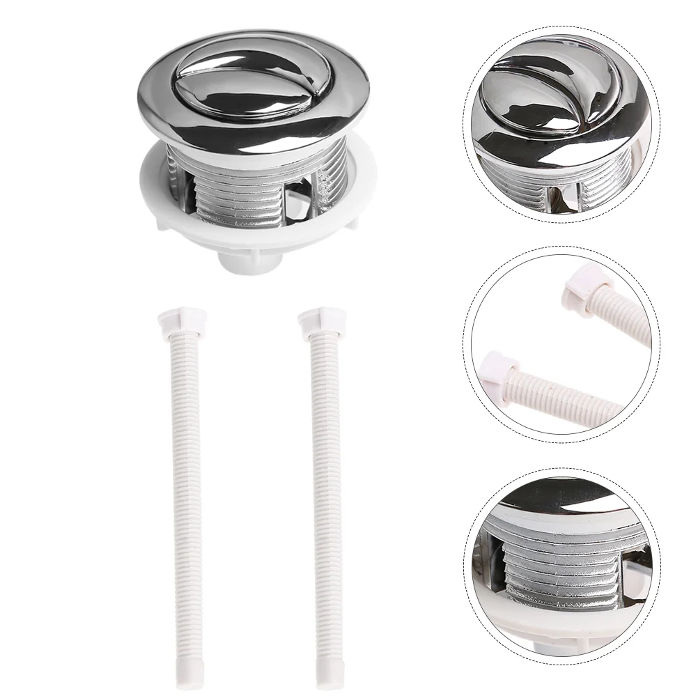 

114 Mm Toilet Button Rod Water Tank Push Switch Silver Buttons Accessories Round