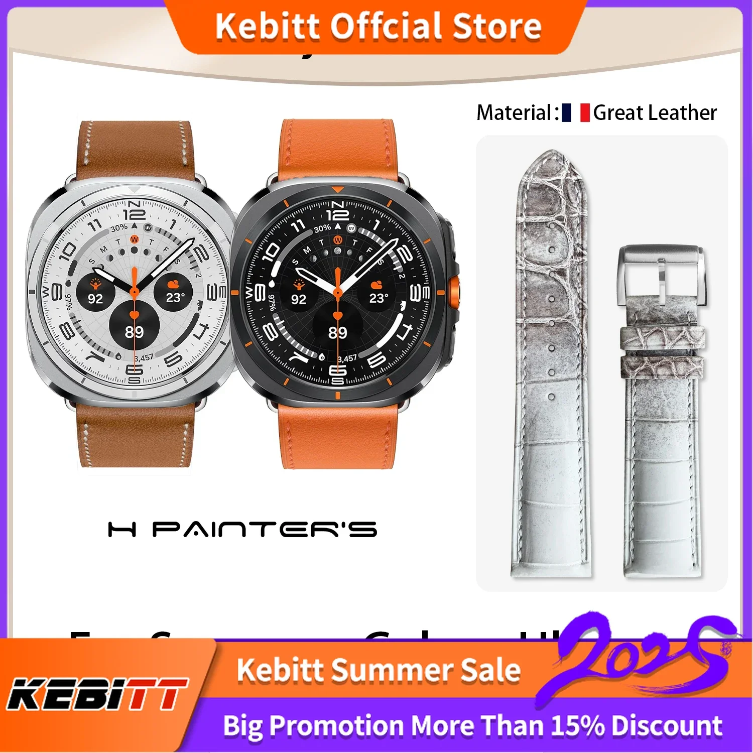 

[Promo] High Quality Cower Leather Alligator Strap For Samsung Galaxy Watch 7 Ultra 47mm Crocodile Skin Band