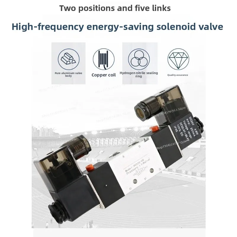 4V220-08 Two-Way Pneumatic Air Valve, Double-Head Solenoid Control Valve with 24V 220V Coil