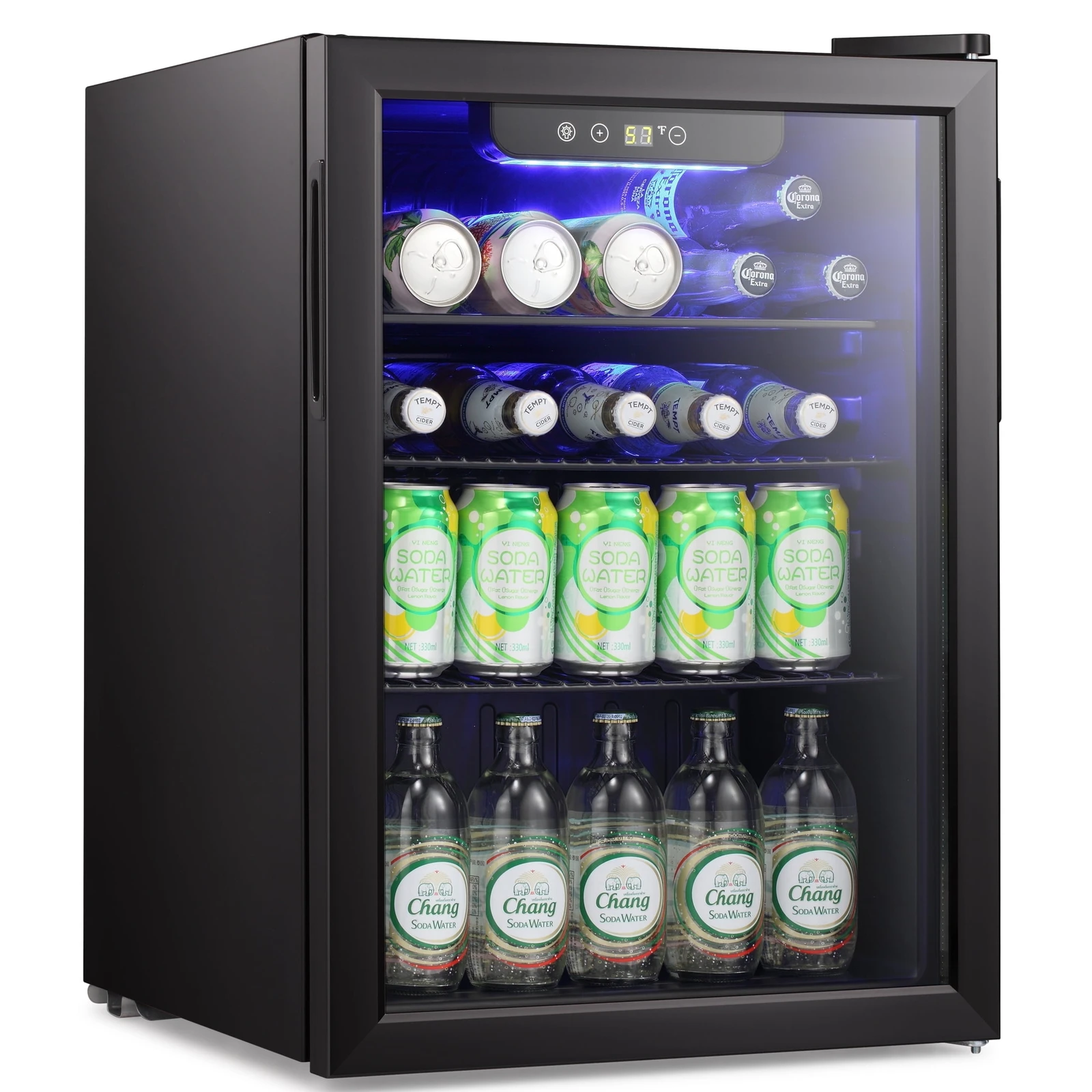 

2.6 Cu.ft Beverage Refrigerator Cooler, 100 Can Mini Fridge with Glass Door