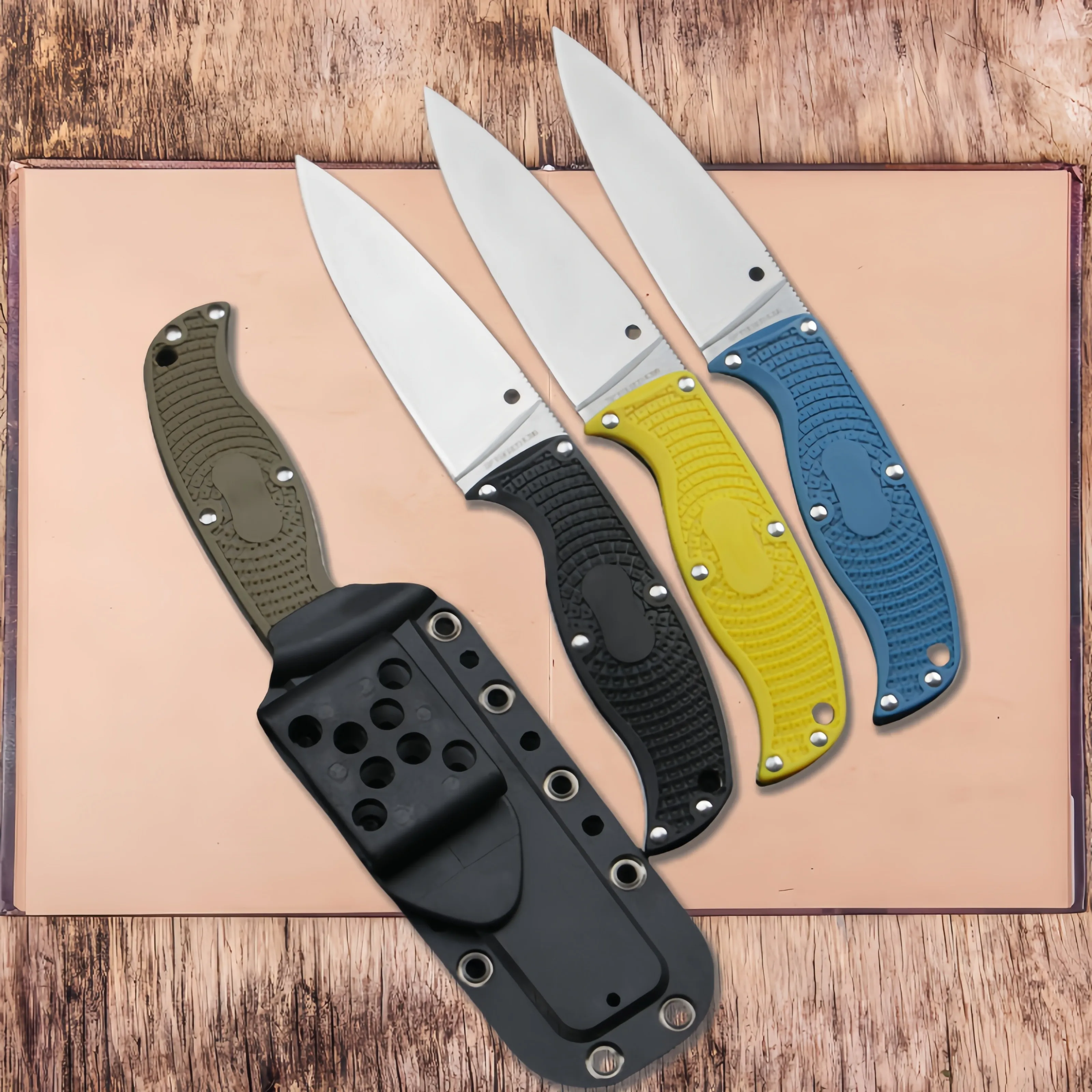 New C39 Hunting Fixed Straight Knife D2 Blade Nylon Fiber Handle Outdoor Survival Knife Camping Tool with Kidex Sheath