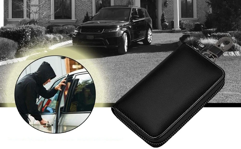 Premium Leder-Schlüsseletui, Universeller Autoschlüsselhalter, Schlüsselanhänger-Etui mit Reißverschluss für Männer und Frauen – Detail 1