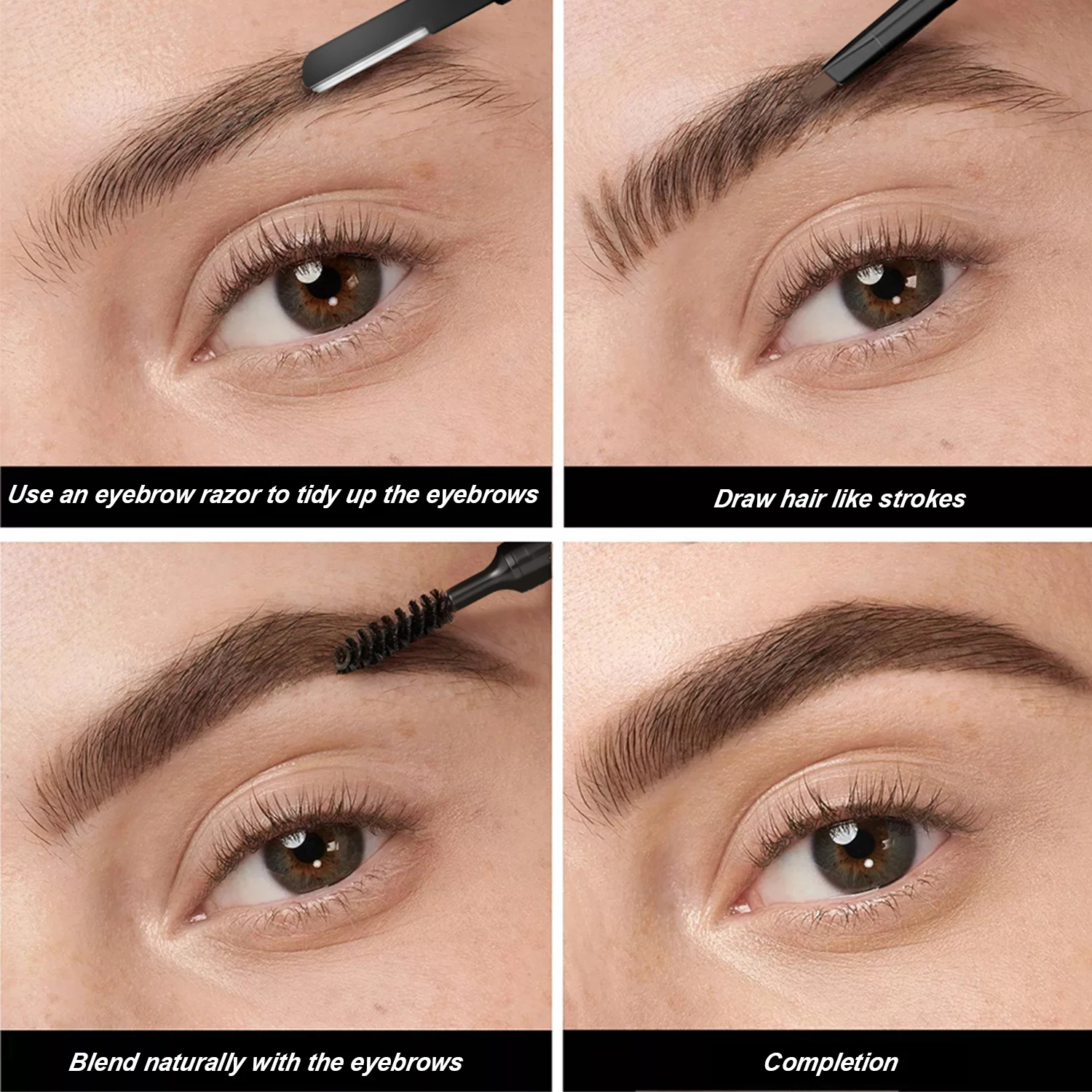 Langmanni Double headed Rotable Eyebrow Pen with a 1.5mm diameter Fine refill Waterproof Wild Eyebrow Pen and Eyebrow Brush