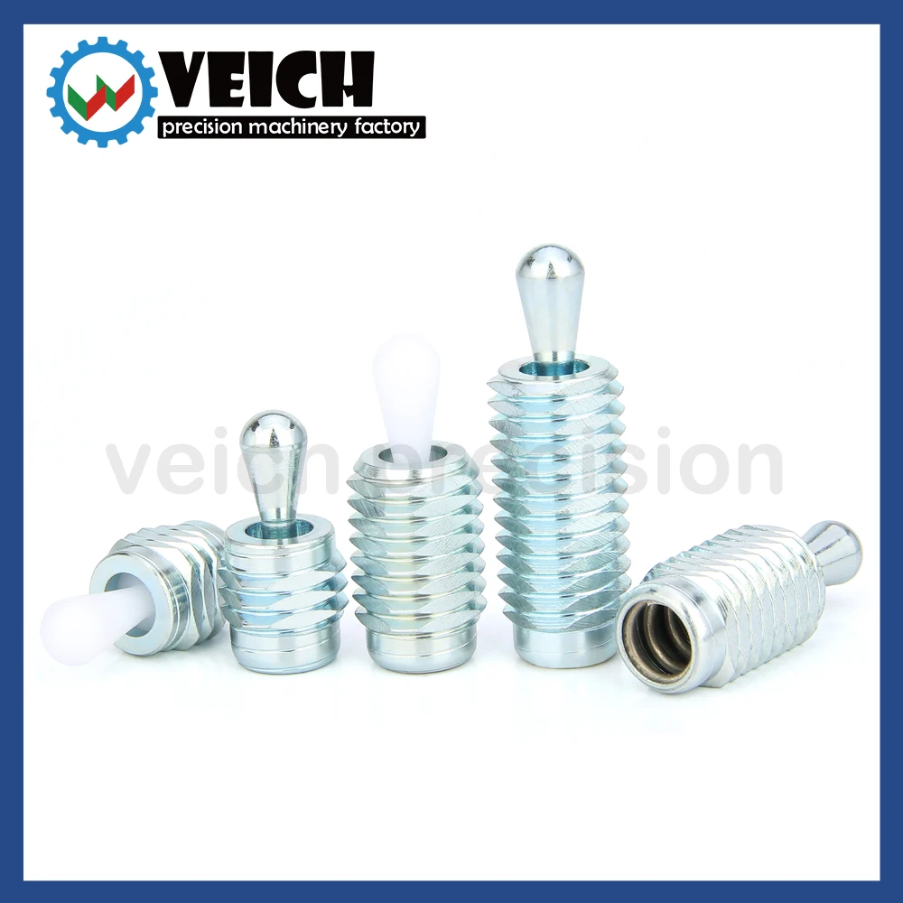 VCN527 Carbon Steel with Zinc-plated Treatment Threaded  Side Index Locating Plungers M12 20N~150N Load Lateral Spring Plungers