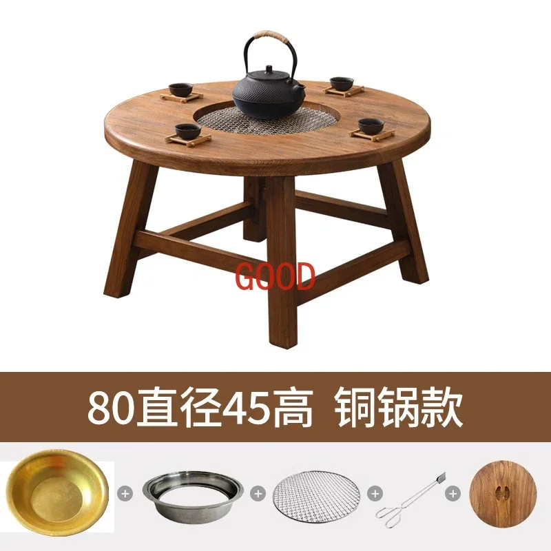 Courtyard Table and Chair Can Be Bbq Hot Pot Solid Wood Table