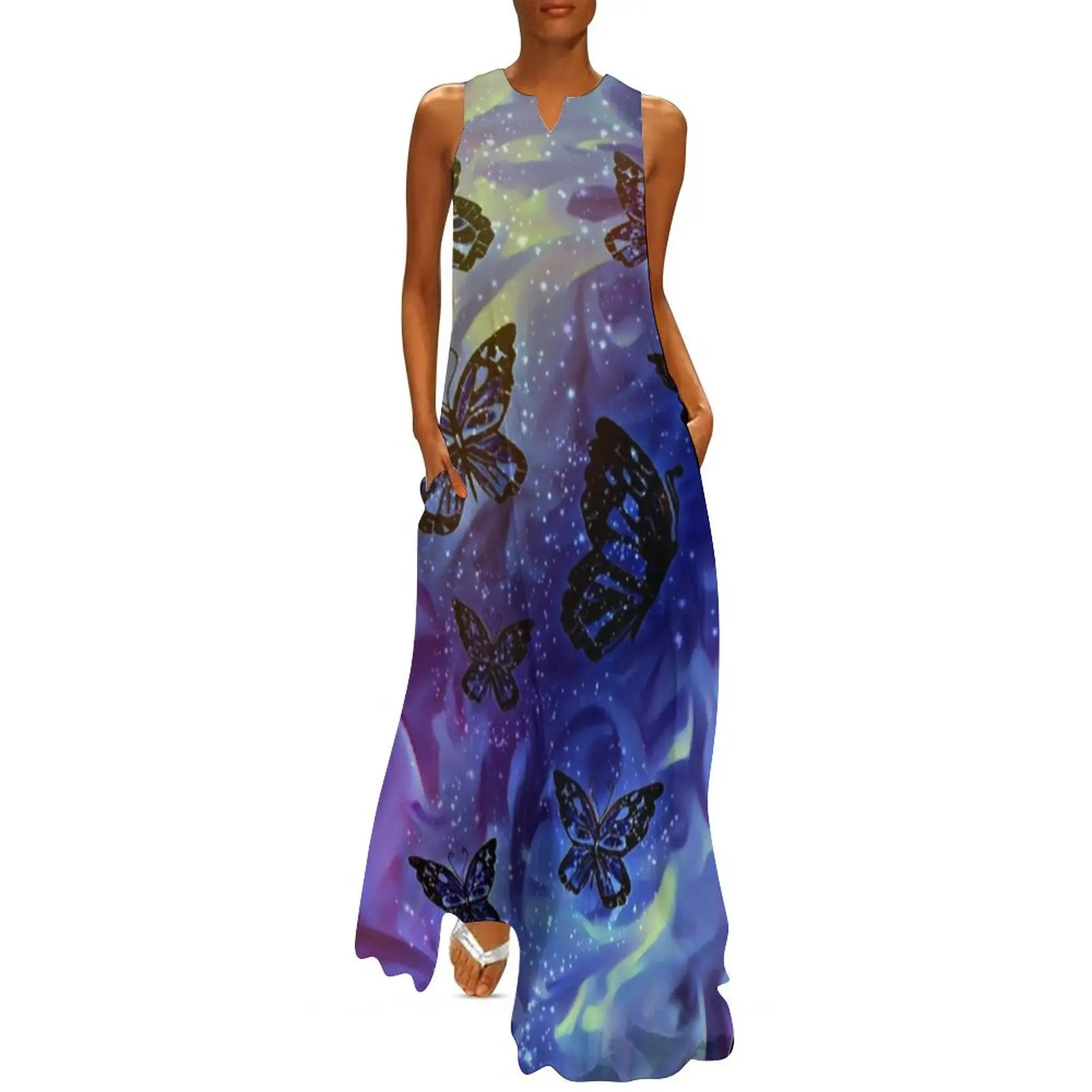 Magic Butterfly Galaxy (Night) Long Dress Beachwear womens dress Woman