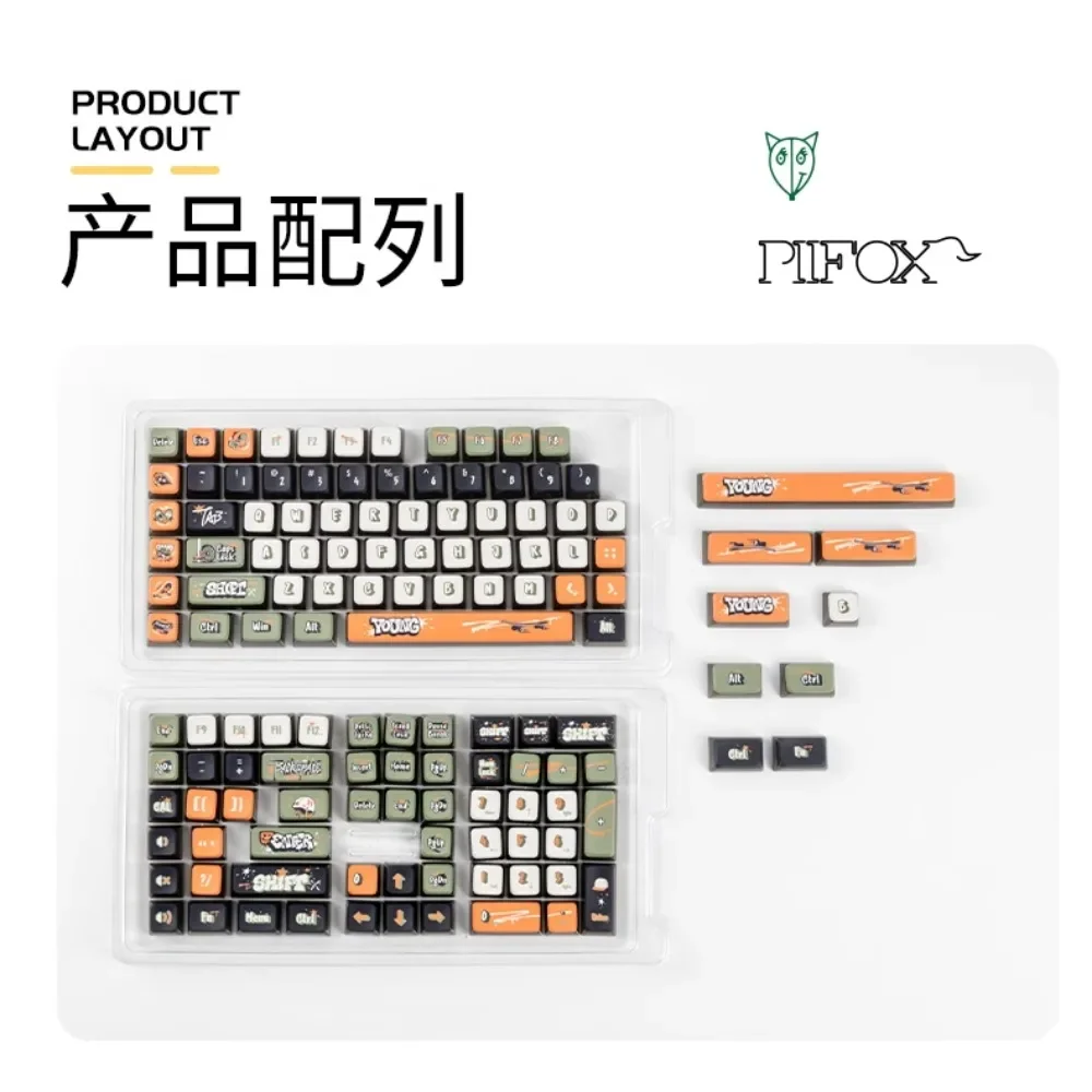 

PIIFOX PBT ASA Profile Keycaps 129 Keys Thermal Sublimation YOUNG Theme Transparent Parts DIY Customization Keyboard Accessory