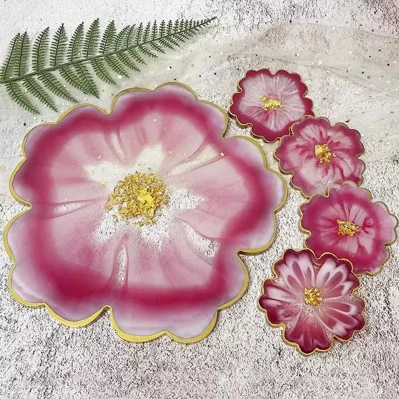 2026 Latest Models 2Pcs Flower Silicone Coasters Molds for Resin Casting Agate DIY Craft Cup Mat Molds Home Decor