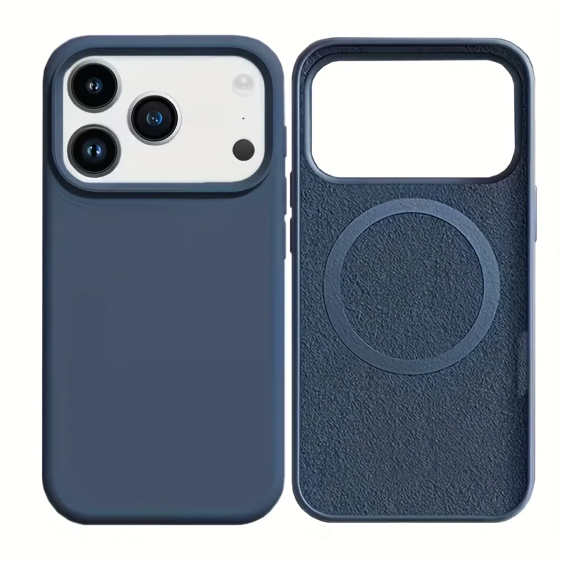 Coque de téléphone magnétique en silicone liquide couleur unie avec chargement sans fil pour iPhone 18 Pro Max 14 15 16 17, protection de l'objectif arrière