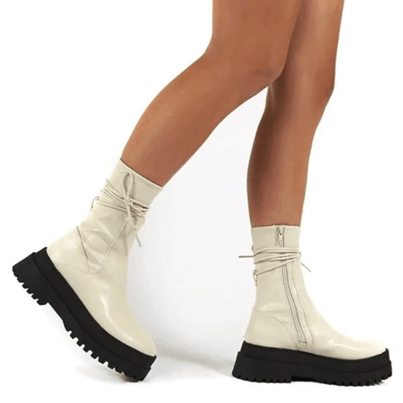 

short Boots Women's Shoes New Wild British Style Mid-tube Boots Thick-soled Short Boots Women Spring and Autumn Single Boots