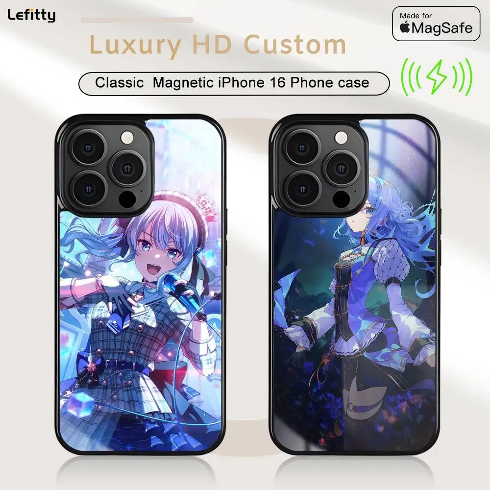 أنيمي Hoshimachi S-Suisei جراب هاتف MagSafe المغناطيسي آيفون 16 15 14 13 12 11 برو زائد ماكس شاحن لاسلكي صغير Funda