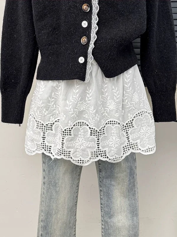 

Свободная женская юбка миди с высокой талией, вышивкой и цветочным узором, модная осенне-зимняя юбка А-силуэта, повседневная, для работы и отдыха