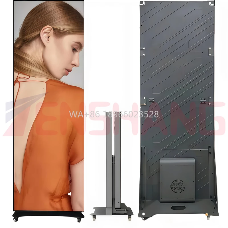 

Led Poster Display Screen Can Be Moved Folding Mall Promotion Floor Vertical Smart Mirror Electronic Advertising Machine