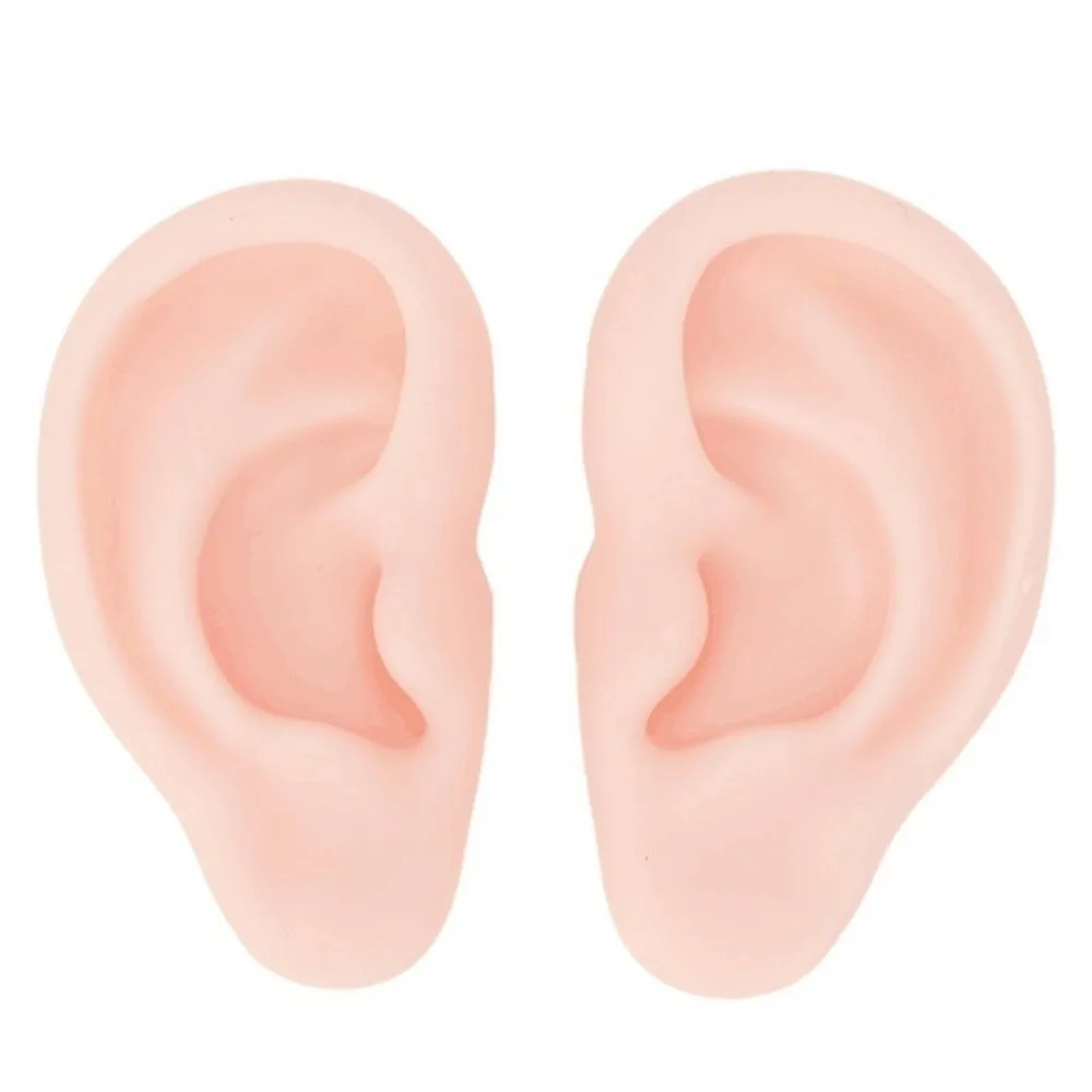 1 Pair Flexible Material Silicone Ear Model Skin Tone Color Silicone Model Earring Display Model Soft Touch Ear Piercing Model