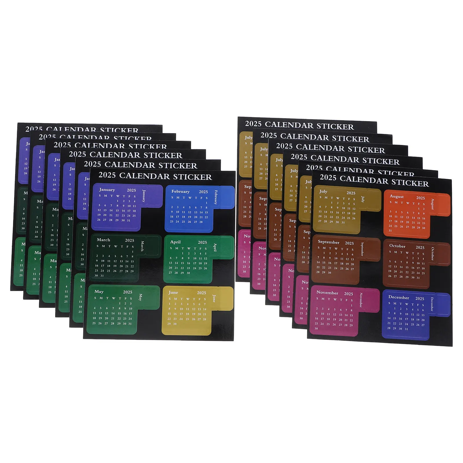 

12 Sheets Calendar Stickers Self Adhesive Monthly Index Tabs for Notebook 2025 Planner Decor Notepad Calendar Decals Small