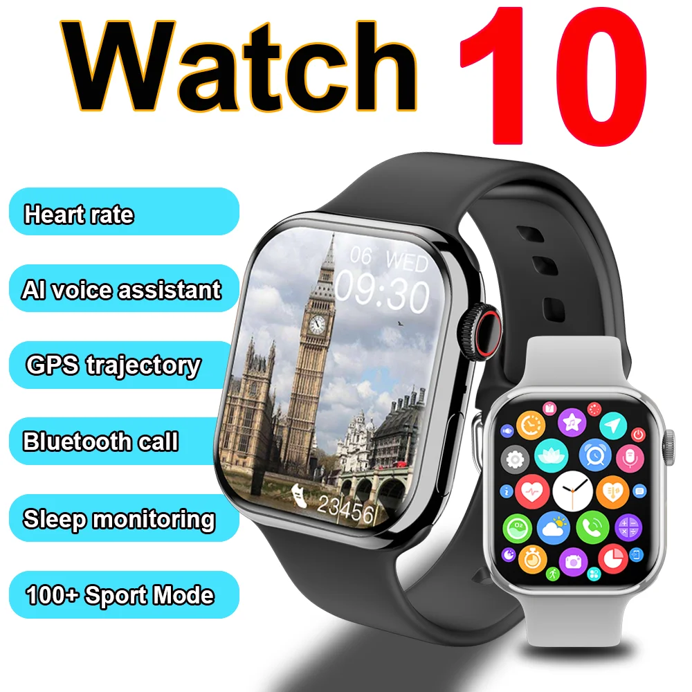 Nuovo orologio intelligente GPS serie Watch10 da uomo sempre attivo Display Frequenza cardiaca Temperatura corporea Chiamata BT Smartwatch serie impermeabile da donna