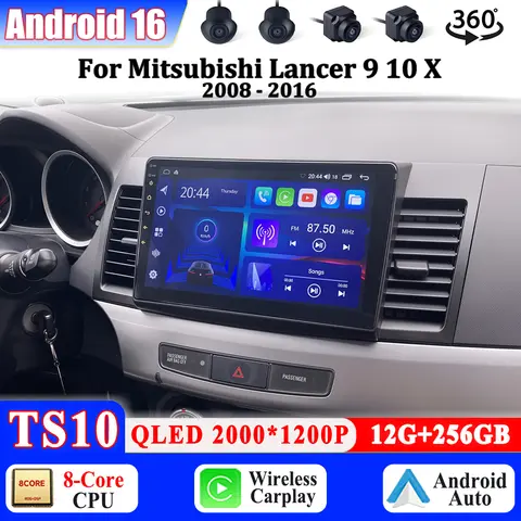 Android 16 Car Radio For Mitsubishi Lancer 9 10 X CY 2007 - 2017 Multimedia Player Navi Head Unit Stereo Wireless Carplay Auto