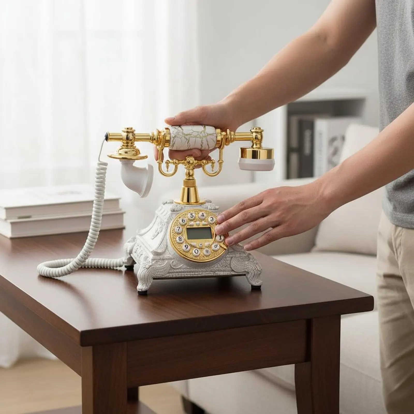 Vintage Button Phone Ornate Antique Desk Phone Antique Desk Telephone Clear Call Vintage Telephone No Batteries for Office