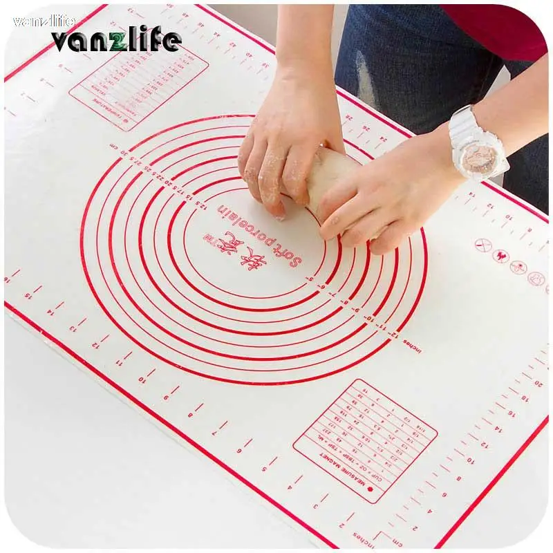 

vanzlife platinum silicone mat dough chopping board with scale large non-slip silicone mat kitchen bakeware mat 40*60cm