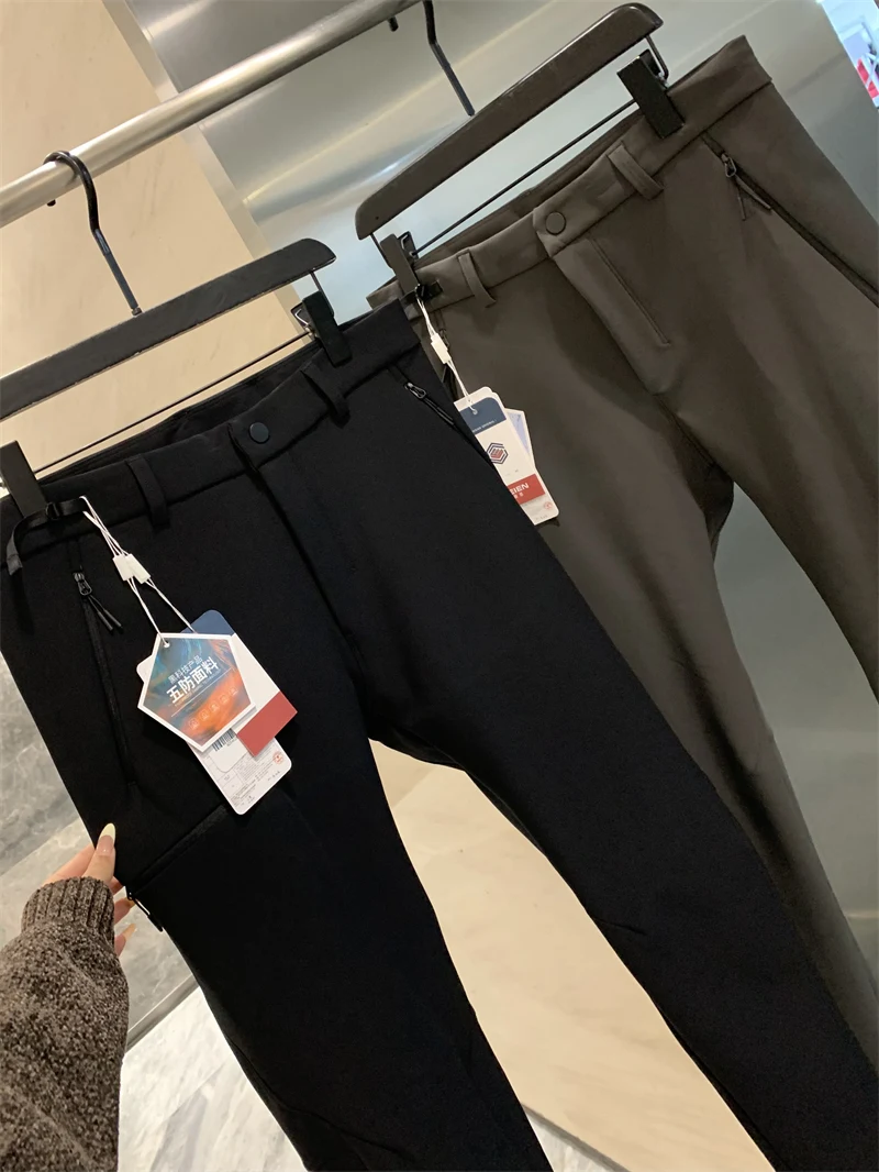 

Мужские утепленные брюки для активного отдыха с 3D-кроем, прямые, повседневные, черные, осенне-зимние, из серии Outdoor Climbing