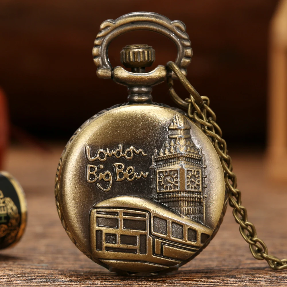 Kleine Taschenuhr London Big Ben Design Quarz Taschenuhr mit Halskette Kette bestes Geschenk Unisex