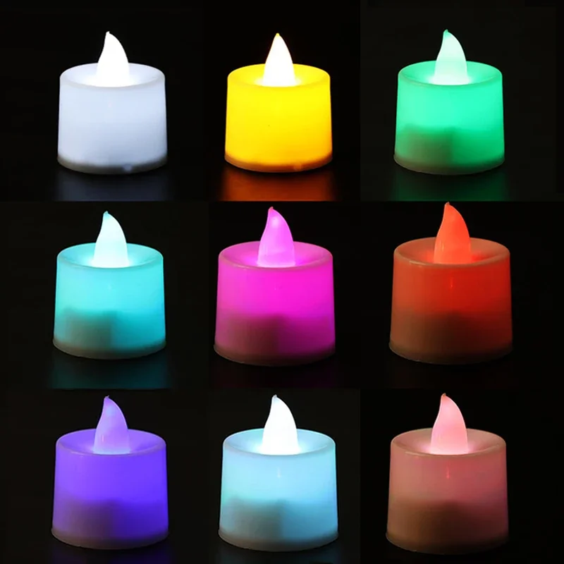 6/10Pcs LED Candle Light Plastic Candles Flameless Tea Lights Battery Operated Romantic Candle Lights Party Wedding Decoration