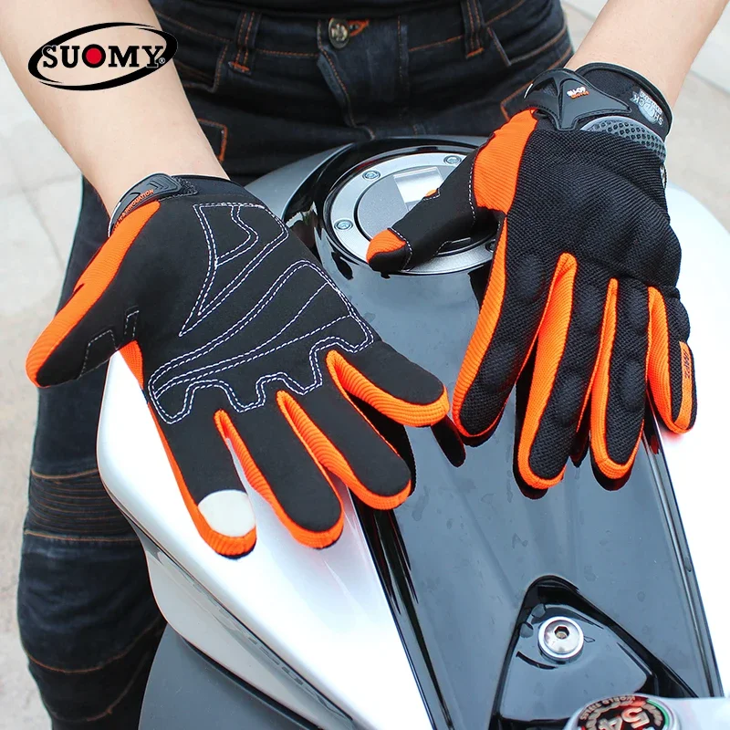 

Hot Sale Breathable Motocross Gloves SUOMY Anti-Skid Anti-Collision Built-In Shell Protection Riding Full Finger Moto Gloves