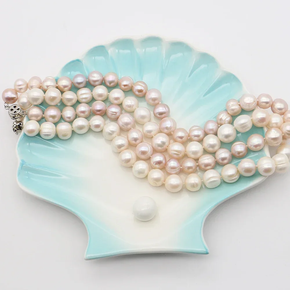 Elegant Retro White Natural Freshwater Textured Baroque Pearl Necklace with Floral Clasp Jewelry Material Gift Accessory