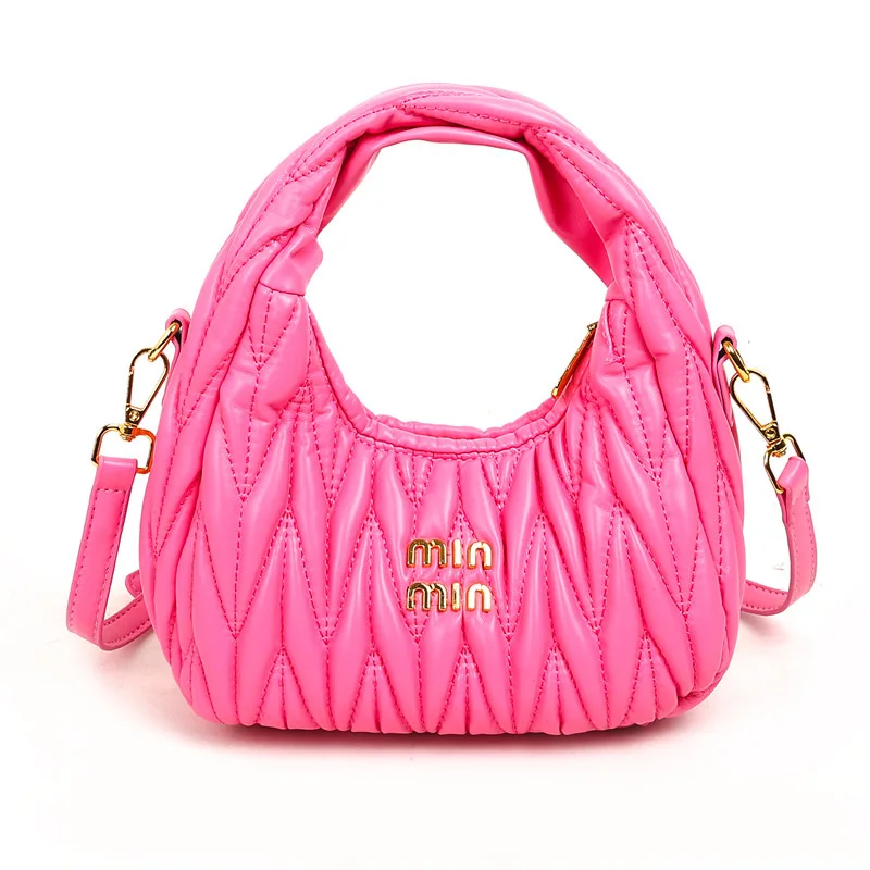 

Fashion 2025 French Women's Bag Pleated Miu Niche Trendy Handbag New Crescent Bag Ins Single Shoulder Crossbody Bag