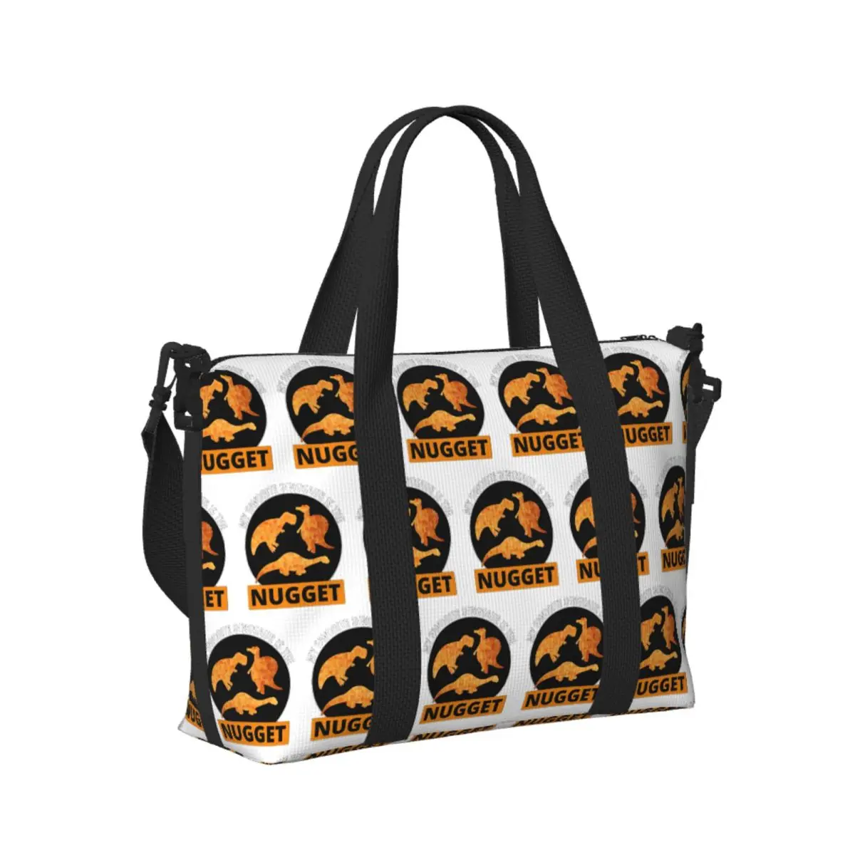 

Chicken Nugget Fast Food Dinosaur Dino Animal Lovers Beach Travel Bag Tote Bags for Gym Yoga Women Shopping Duffle Shoulder Bag
