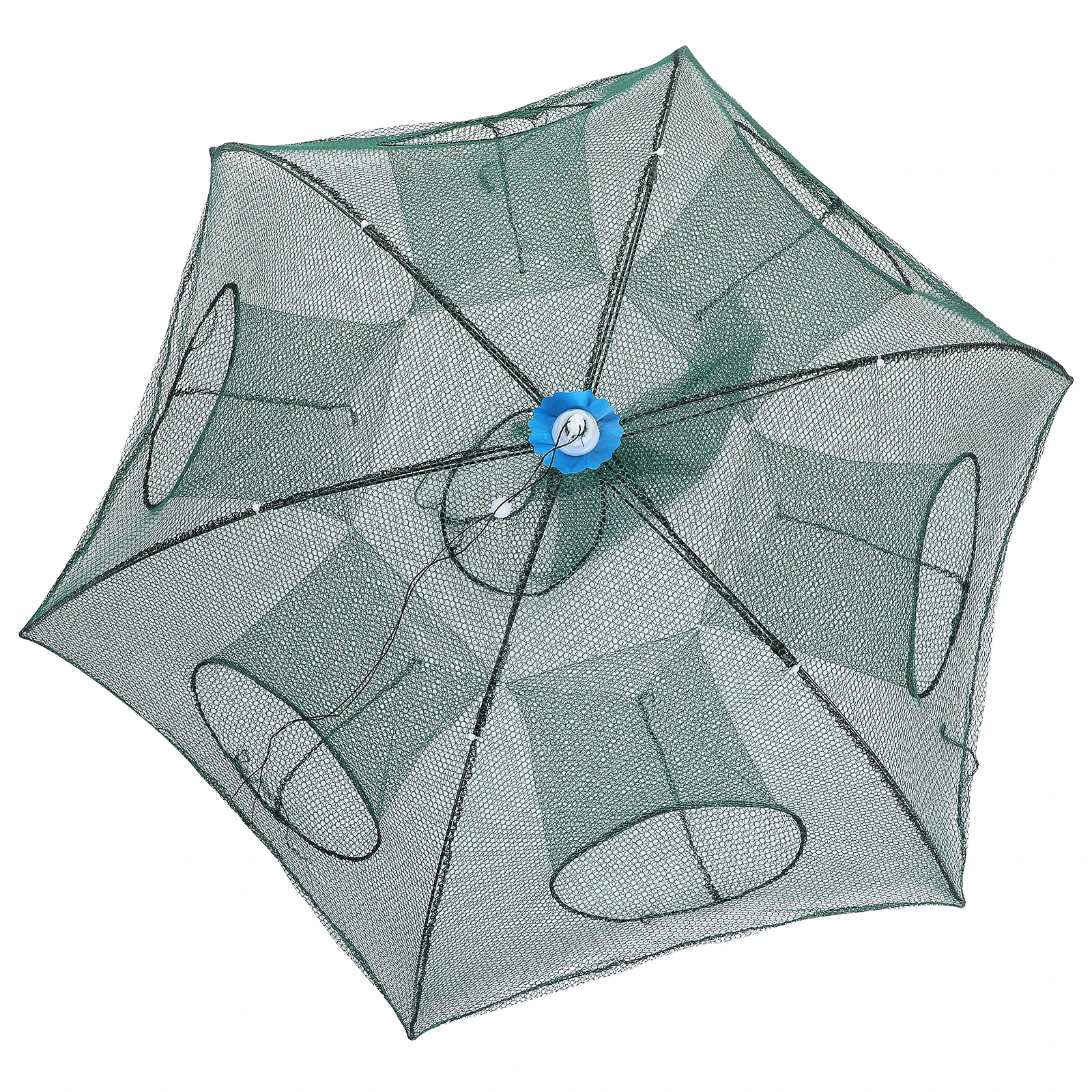 

Portable Fishing Landing Net 6 Holes Small Green Auto Folding Bait Cast Mesh Trap Easy Use High Precision Nylon