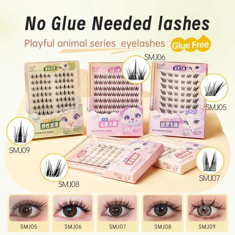 Yelix DIY Clusters Eyelash Self-adhesive Glue Free False Eyelashes Natural Soft Lashes Customized Private Label Custom Logo