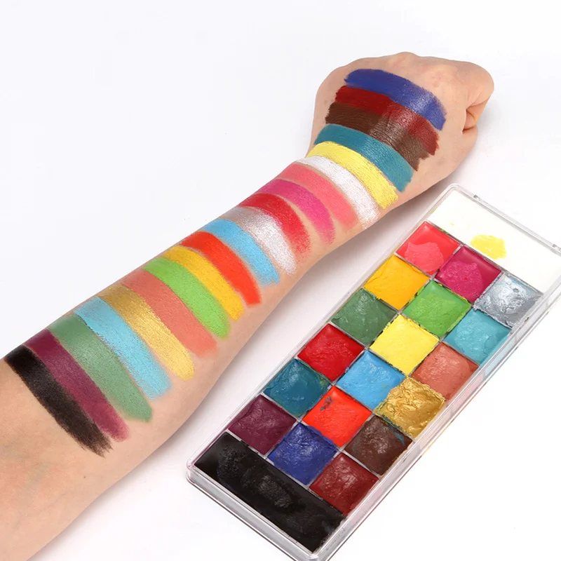 20 สีภาพวาดสีน้ํามันสําหรับคริสต์มาสฮาโลวีนพรหมละครไนท์คลับดิสโก้สีต่างๆแต่งหน้า Palette