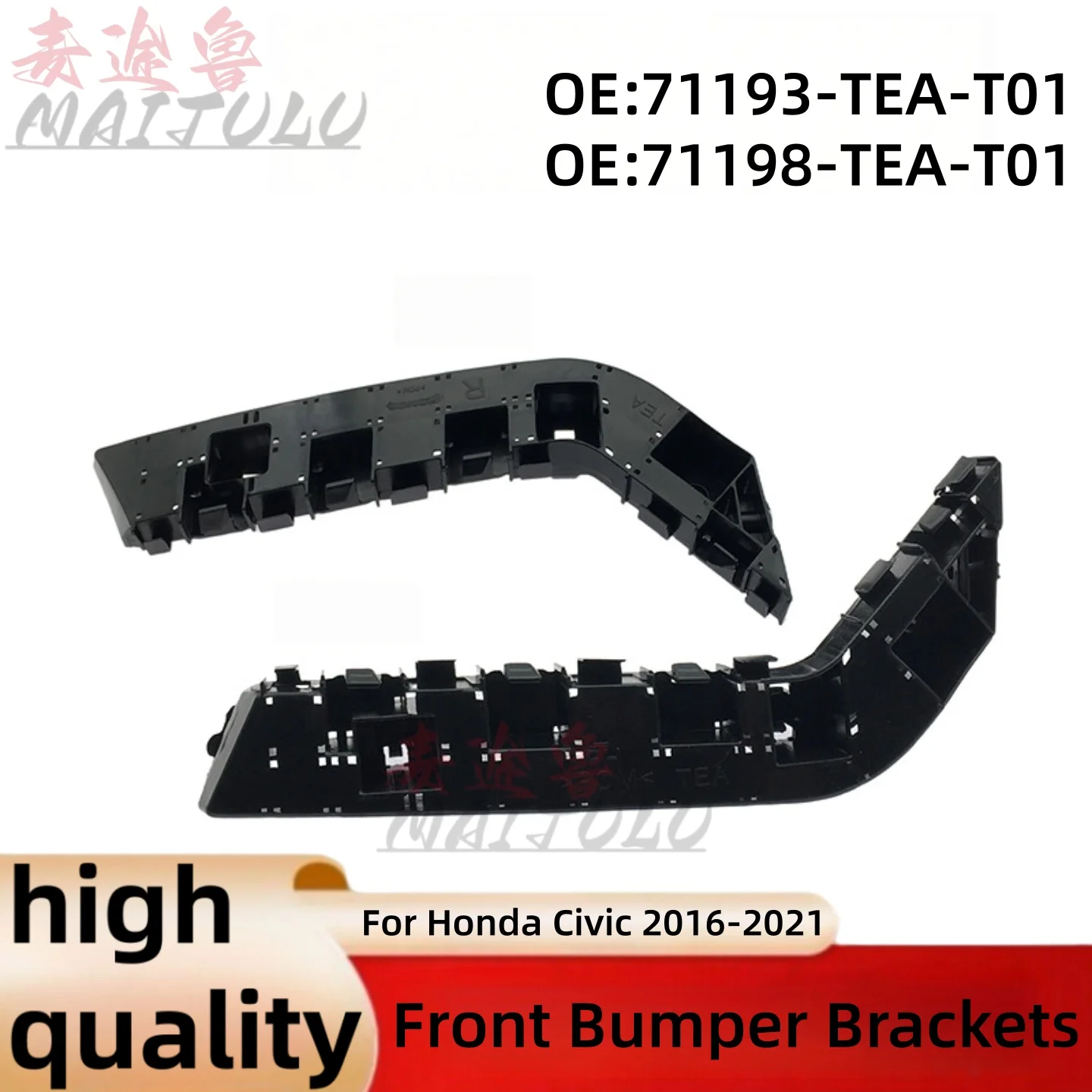 Pair Front Bumper Retainer Mounting Brackets Set For Honda Civic 2016-2021 71193-TEA-T01 71198-TEA-T01 71193TEAT01 71198TEAT01