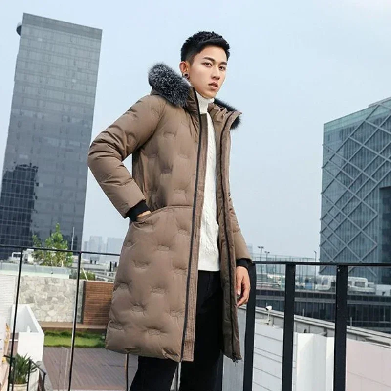 Middle Length Men\'s Coats Winter Thick Male Down Jackets Warm Stylish Joker Clothing Fashion 2024 Harajuku On Offer Deals New In