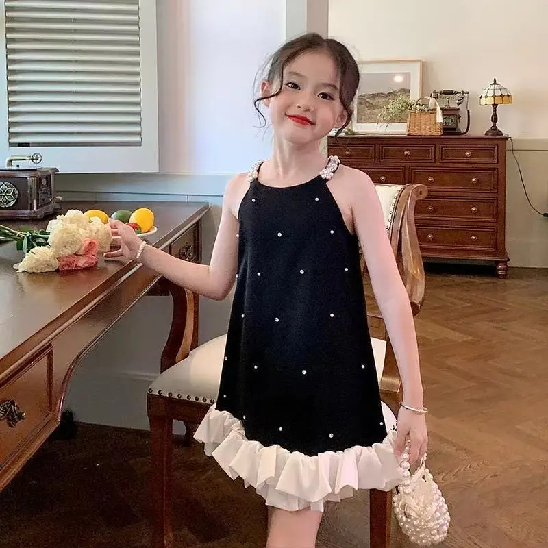 

Children's Clothing Girls' Small Fragrance Style Camisole Skirt Summer New Style Children's Girls' Heavy-duty Ruffle Edge Dress