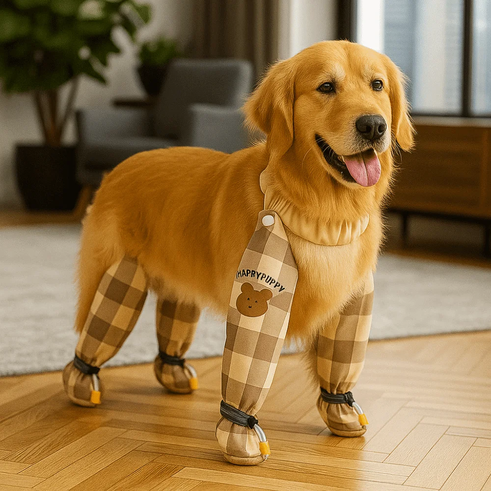 كامل حماية الساق عاكس شريط الحيوانات الأليفة السراويل الغبار قابل للتعديل الحيوانات الأليفة السراويل المضادة للانزلاق مقاوم للماء