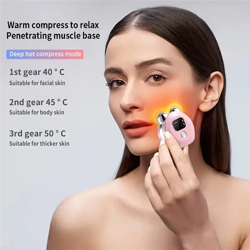 

AA20-Rechargeable Facial Massager Women's Skincare Device Deep Hot Compress Skincare Device Pink